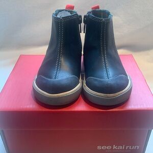 See Kai Run Kirby Navy Leather boot. Size 6